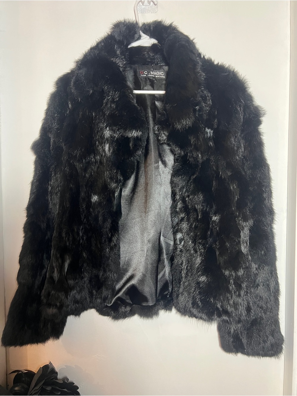 C. Magic Black Rabbit Fur Coat
